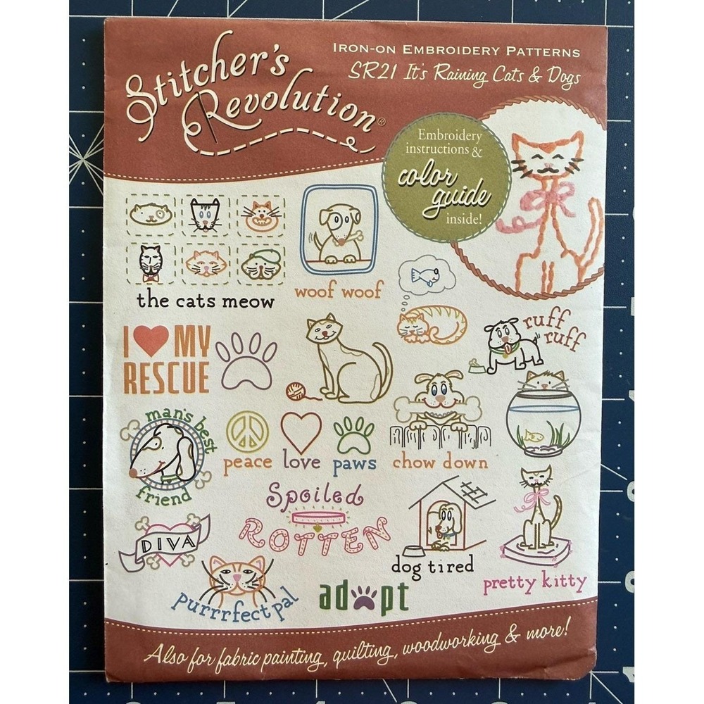 Stitcher's Revolution It's Raining Cats & Dogs Embroidery Transfer Pattern SR21